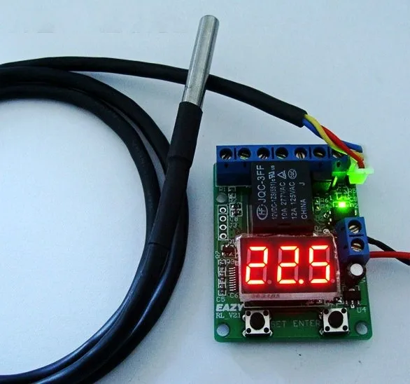 Waterproof DS18B20 temperature probe thermostat voltage time relay