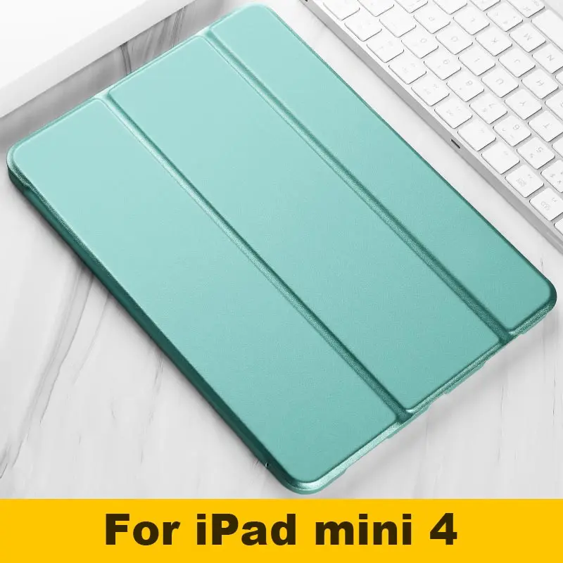Для Apple iPad mini 1 2 3, 4, 5, чехол, 7,9 дюймов, ультра тонкий, умный, магнитный, с подставкой, из искусственной кожи, силиконовый чехол для iPad mini 5, Funda - Цвет: For mini 4 Green