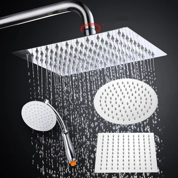 

Luxury Stainless Steel 8" Ultra-Thin Large Rainfall Shower Head Bathroom Showerhead High Pressure Hand Held Shower head