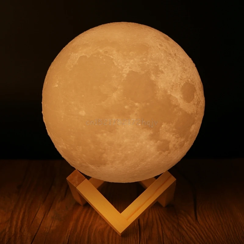 قابلة للشحن 3D طباعة مصباح قمري 2 اللون تغيير اللمس التبديل نوم خزانة ليلة ضوء ديكور المنزل الإبداعية هدية N05 دروبشيب