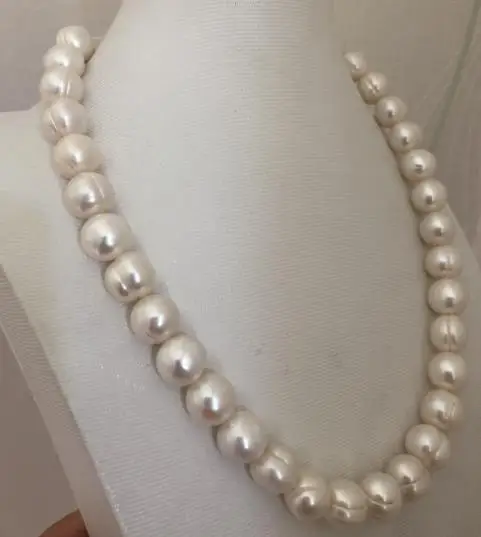 

classic 12-13mm south sea baroque white pearl necklace 18inch 925 silver