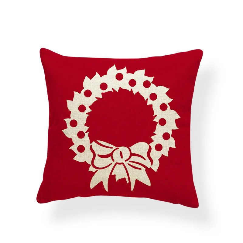 Рождественская подушка, Декоративные Чехлы для подушек с оленем и оленем, носки с колокольчиком красного дерева, с надписью Joy Candy Cane, венок, нордическая подушка, чехол - Цвет: 2