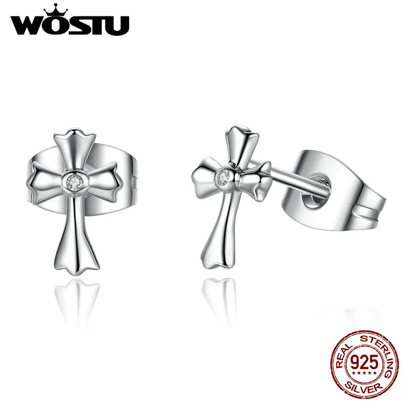 

WOSTU Authentic 100% 925 Sterling Silver Minimalist Simple Puzzle Stud Earring for Lover and Couple Women Jewelry CQE046
