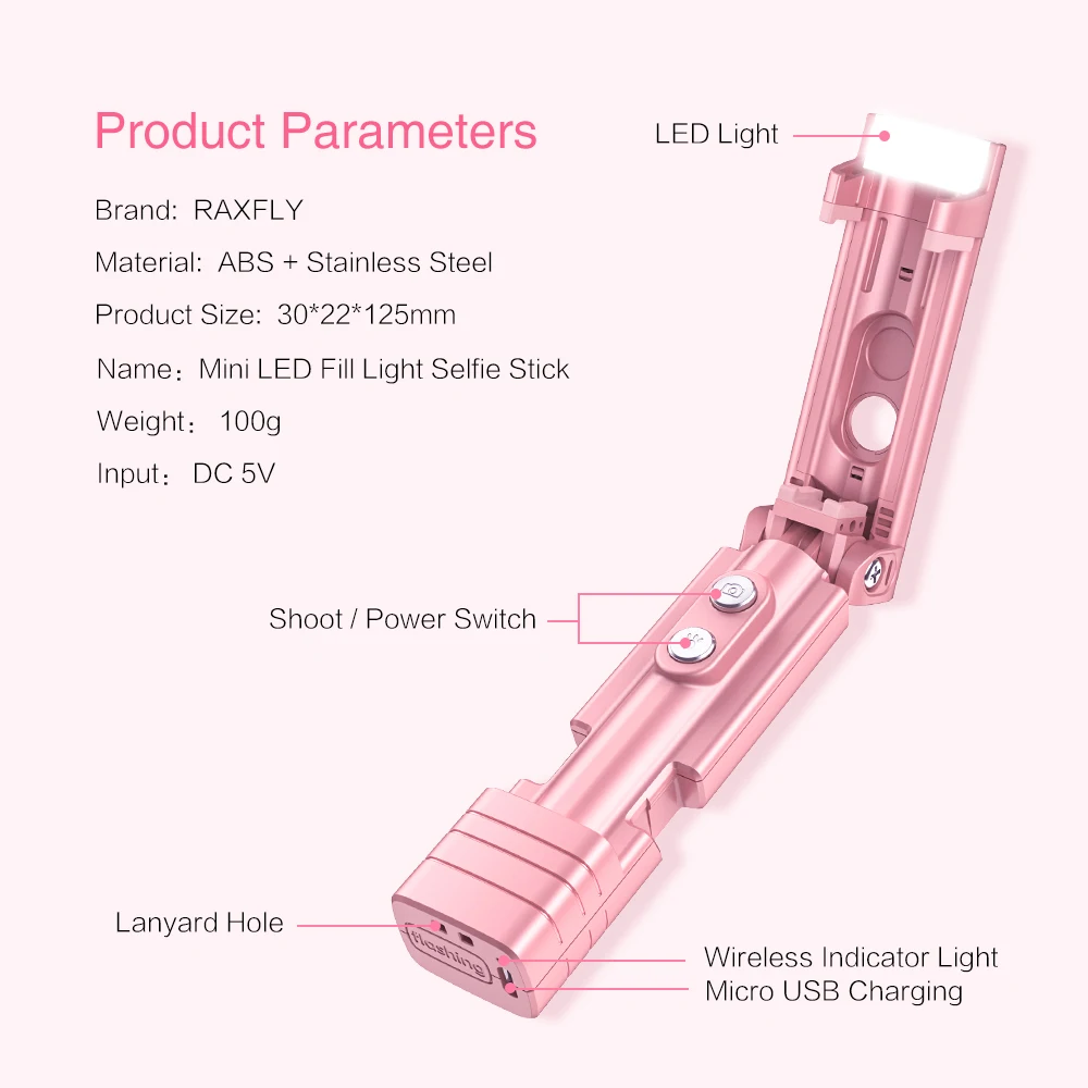 RAXFLY 180 Поворотная Передняя заполняющая световая селфи палка для iPhone X 8