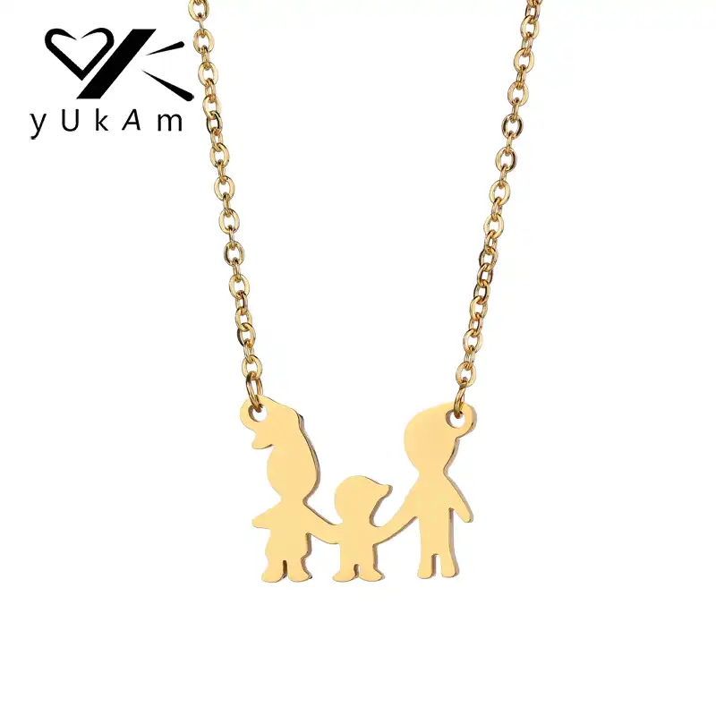 Yukam Gold Stainless Steel Parent Mama Boy Dad Love Family