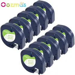 Oozmas 10 PACK 12 мм 91200 Совместимость для Dymo пластиковые LT 91200 label кассета для Dymo Letra Tag принтер черный на белом label maker