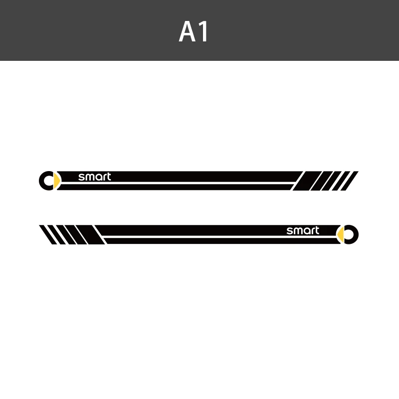 2 шт. автомобиля Стайлинг сторона юбка в полоску стикер Авто графика наклейки для автомобиля Smart foruase Fortwo Forfour Fourjoy Forspeed - Название цвета: Black