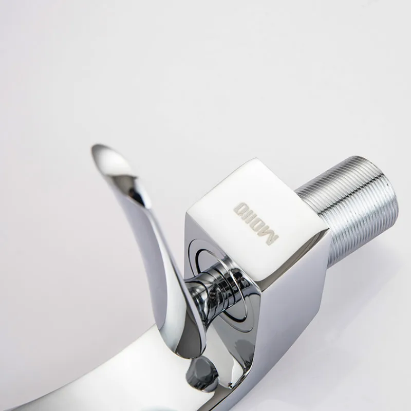 MOIIO Bathroom Sink Basin Faucet Deck Mount Bright Chrome Washing Basin Mixer Water Taps Creative Hot Cold Water Crane Mixers