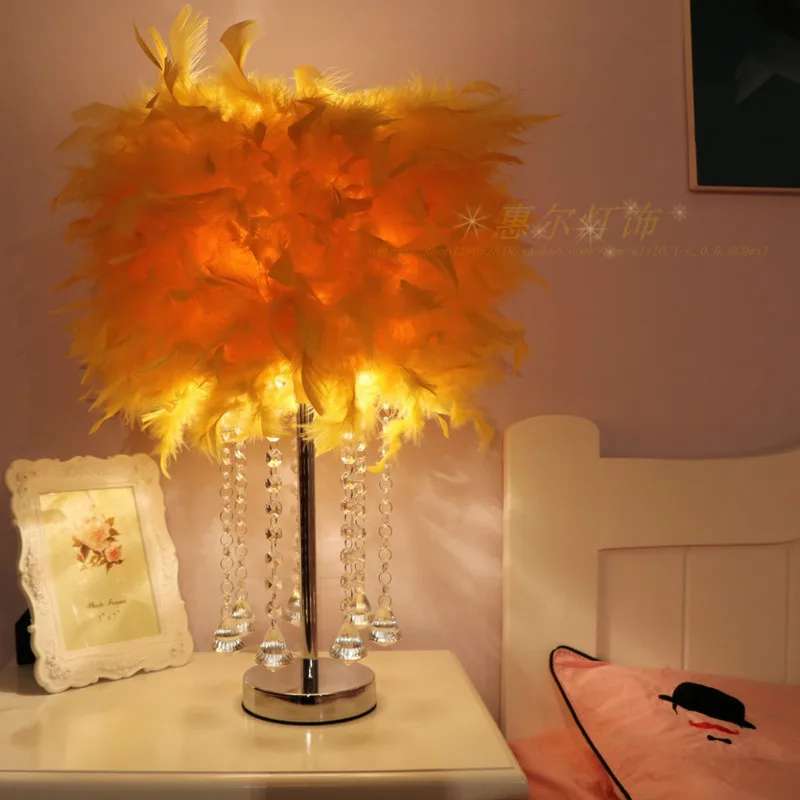 A1 Творческий ароматерапия Кристалл перо лампы, спальня настольная лампа на день рождения и свадьбу простой маленький ZL351