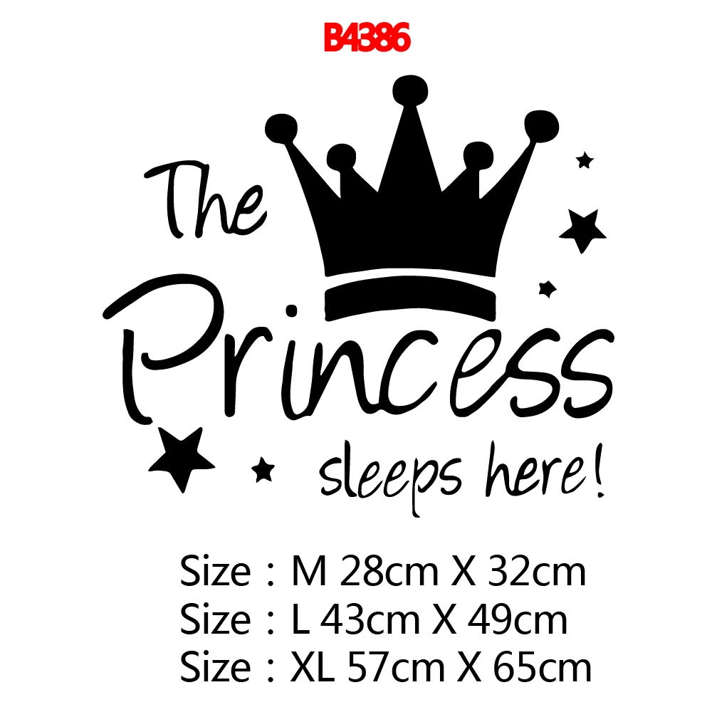 Fashion Princess Sleep Here Frase Wall Stickers Art Decal For Girl Room Decal Kids Bedroom Sticker vinilo pared