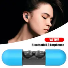 V8 наушники-вкладыши TWS Bluetooth 5,0 наушники мини стерео микрофон True Беспроводной наушники
