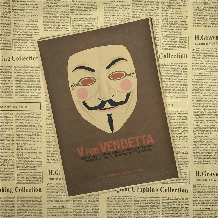 V для Vendetta классический core Винтажный Фильм Плакат на крафт бумаге Бар Кафе