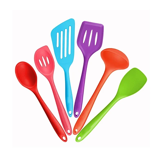 6pcs Colorful Силиконовый антипригарный кухонный инвентарь набор термостойкая ложка лопатка венчики для взбивания яиц кухонная посуда гаджеты аксессуары - Цвет: 6pcs Colorful