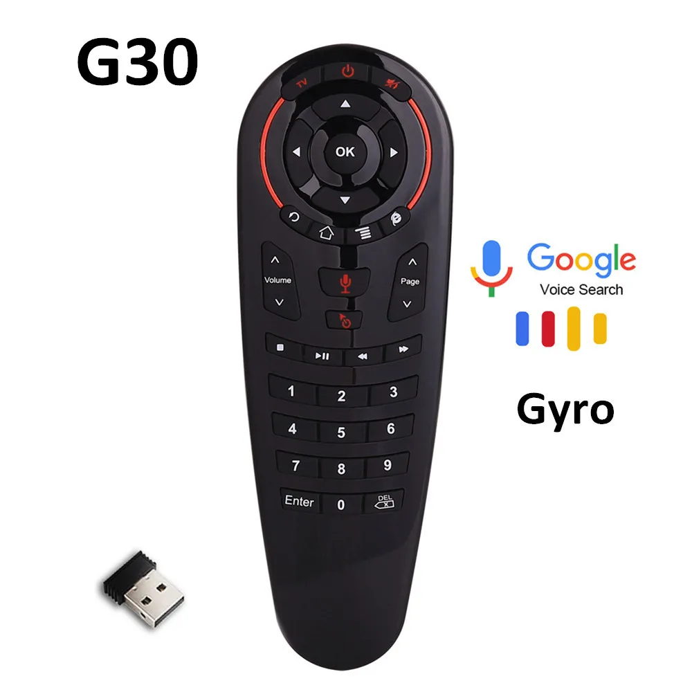 

G30 Remote control 2.4G Wireless Voice Air Mouse 33 keys IR learning Gyro Sensing Smart remote for Game android tv box G10