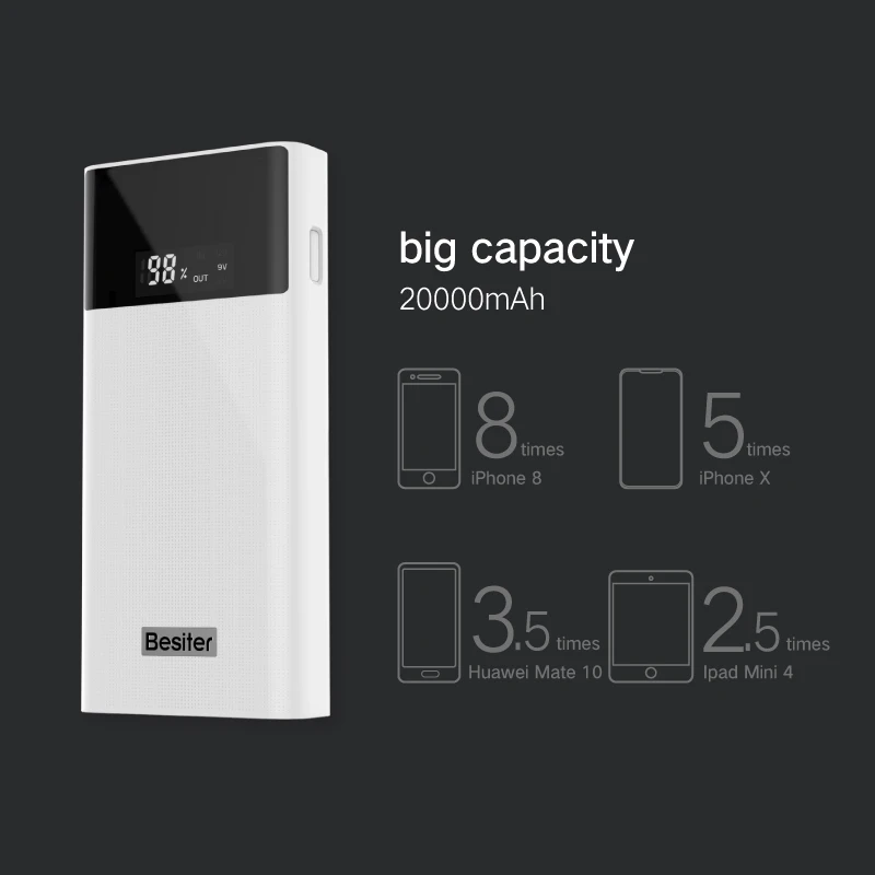 Besiter Power Bank 20000mAh For Xiaomi Mi 2 Quick Charge 3.0 PowerBank Portable Charger External Battery For iPhone Pover Bank Besiter Power Bank 20000mAh For Xiaomi Mi 2 Quick Charge 3.0 PowerBank Portable Charger External Battery For iPhone Pover Bank