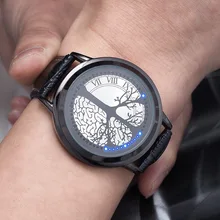 Creative Concept Smart Watches Minimalist Black and White Leather Strap Waterproof LED Watches Couple of Tables