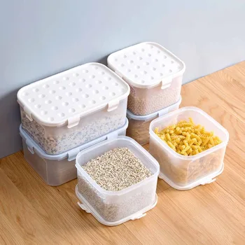 

Grain Storage Box Sealed Cans Household Kitchen Plastic WithCovered Transparent Jar Noodles Miscellaneous Grain Storage Cans
