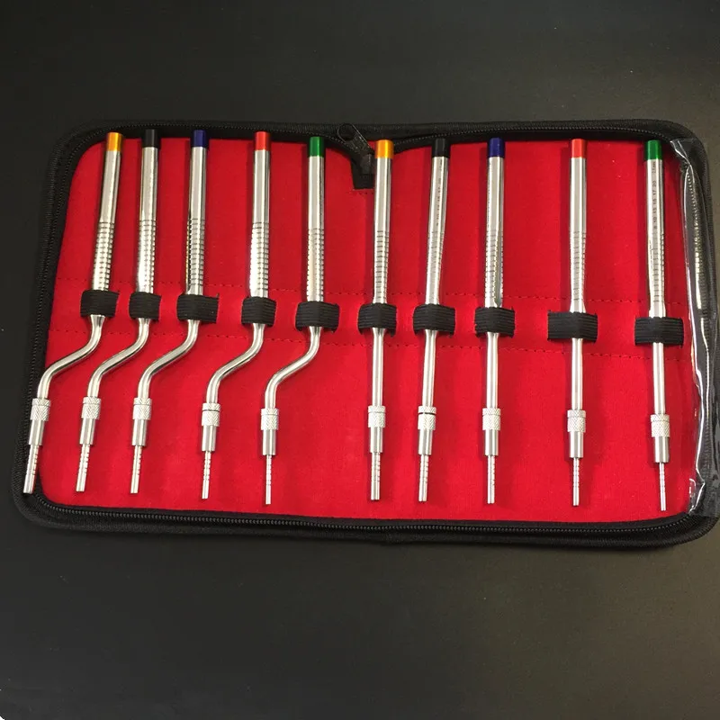 

10 Pcs Set Dental Implant Osteotome Instruments Sinus Lift Bended with Cassette Case (Concave Tips)