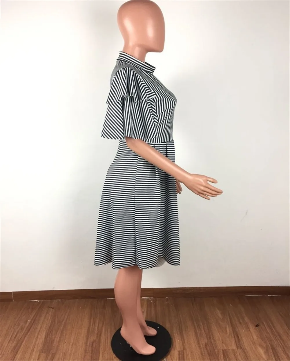 Joiekuno полосатый оборками пикантные Vestidos blusas mujer de moda сексуальное О шеи 2019 Bodycon