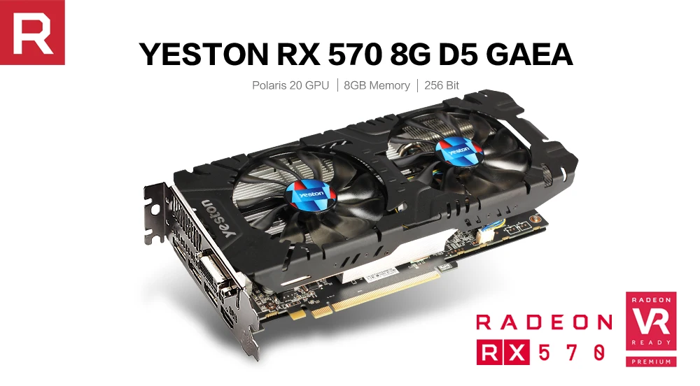 Yeston Radeon RX570 8 ГБ GDDR5 PCI Express x16 3,0 видеоигровая видеокарта внешняя видеокарта для рабочего стола