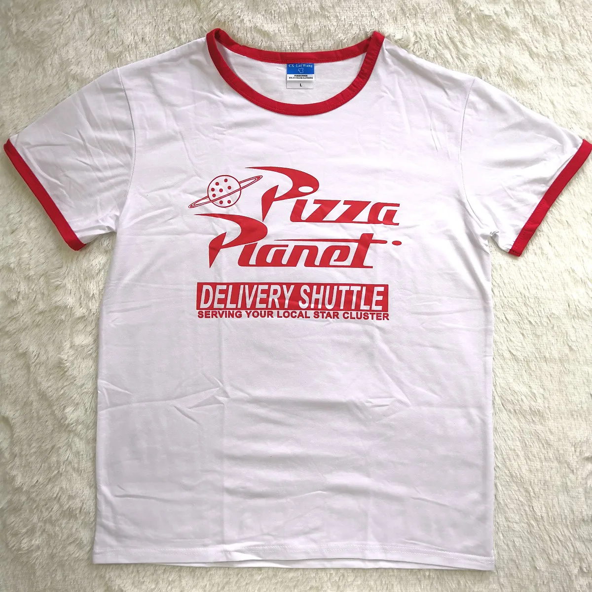 Hillbilly Funny Pizza Planet Humor Summer T shirt Red Edge Ladies Short Sleeved Loose Plus Size Casual Top O-neck Hipster Tumblr 2