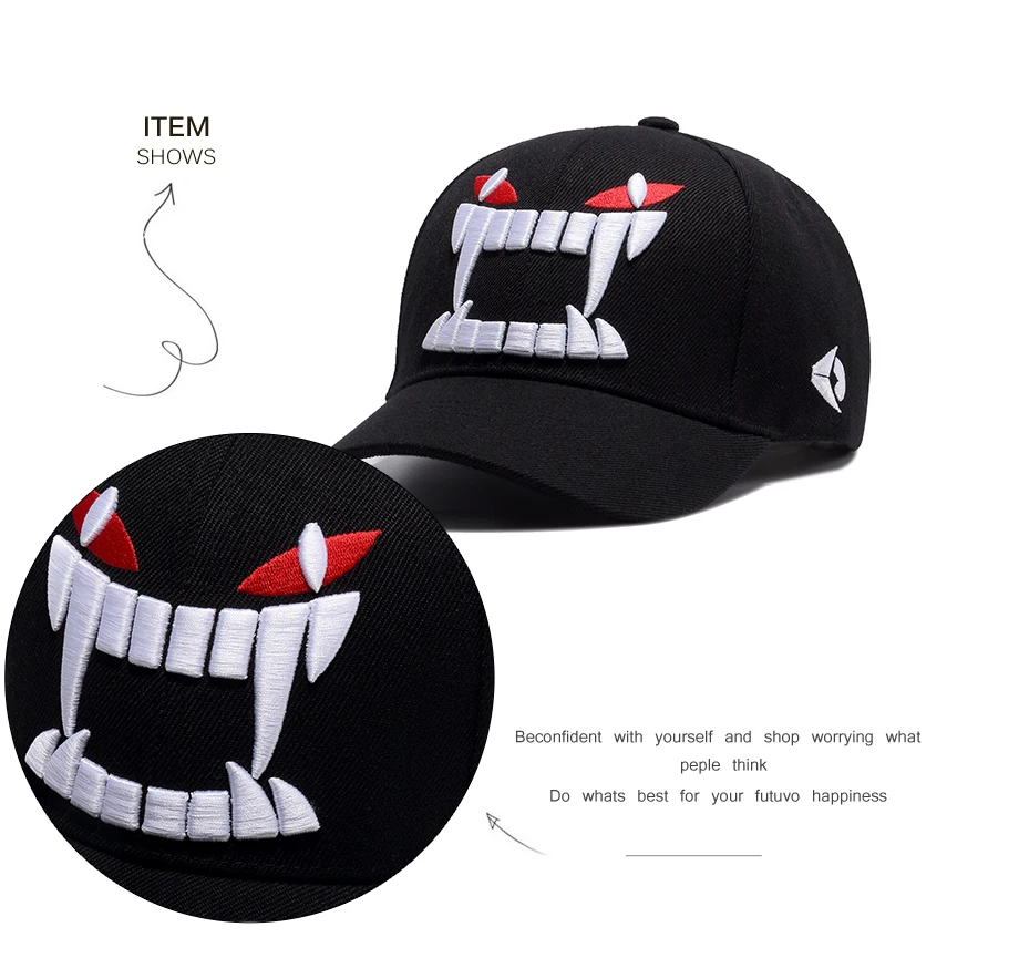 ADK Cotton Korean Style Baseball Hat For Girls With Big Teeth Pattern Fashion Leisure Sun Protection Snapback Popular (10)