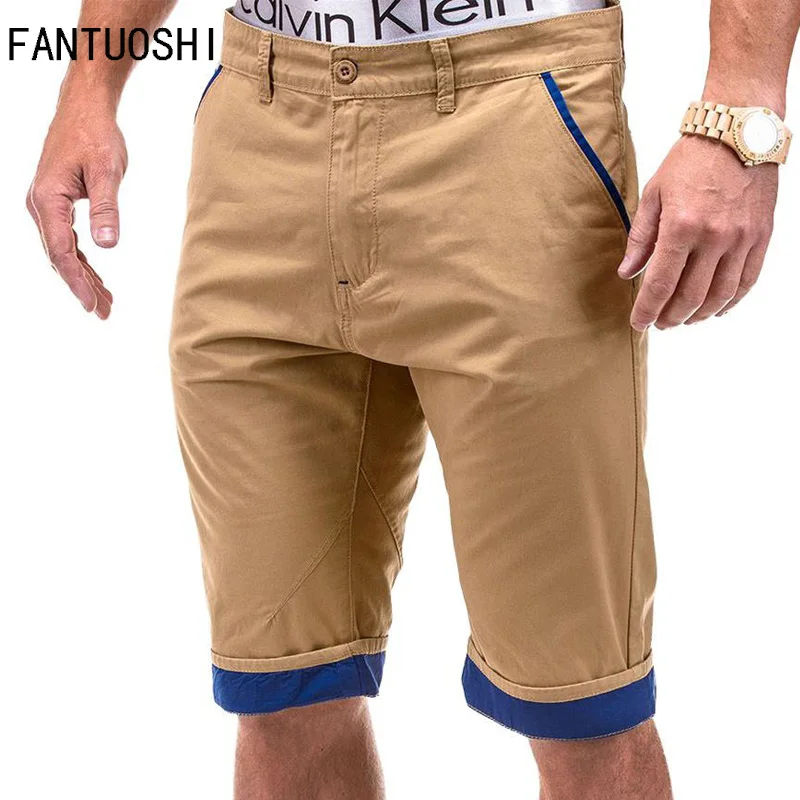 Летние Новые однотонные мужские шорты из хлопка, облегающие по колено, повседневная мужская одежда, высококачественные однотонные шорты, серый, хаки, черный 3XL