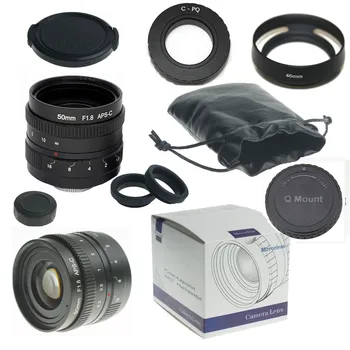 

COMLYO 50mm f/1.8 mirroless for APS-C Camera for Pentax Q Sony NEX+C-PQ adapter+lens hood + Macro Ring*2+ P/Q lens rear caps