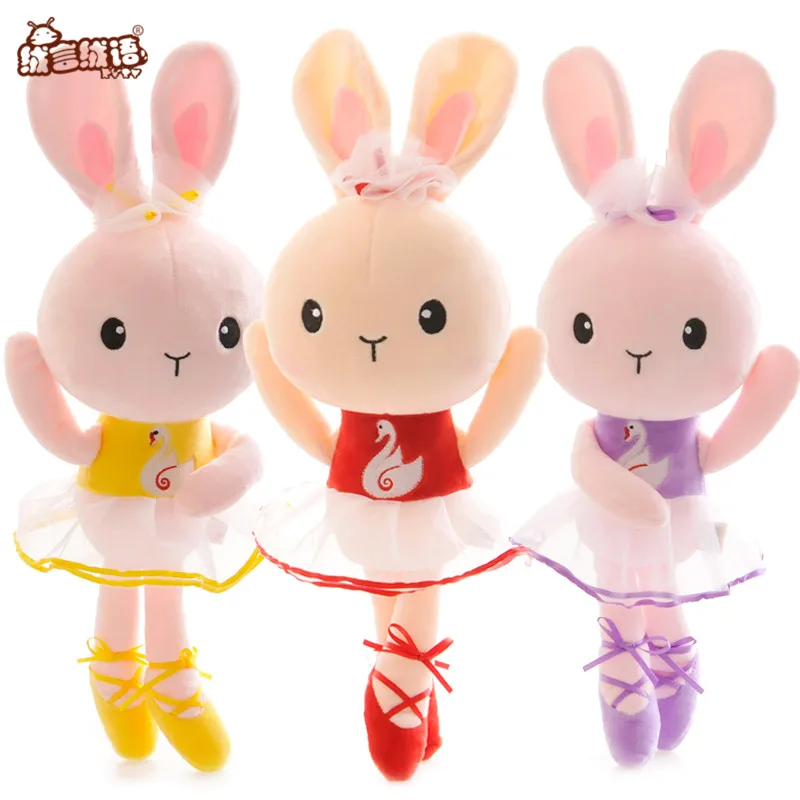 RYRY Cute Rabbit with Blue Dress Baby Plush Toy Soft Ballet Bunny