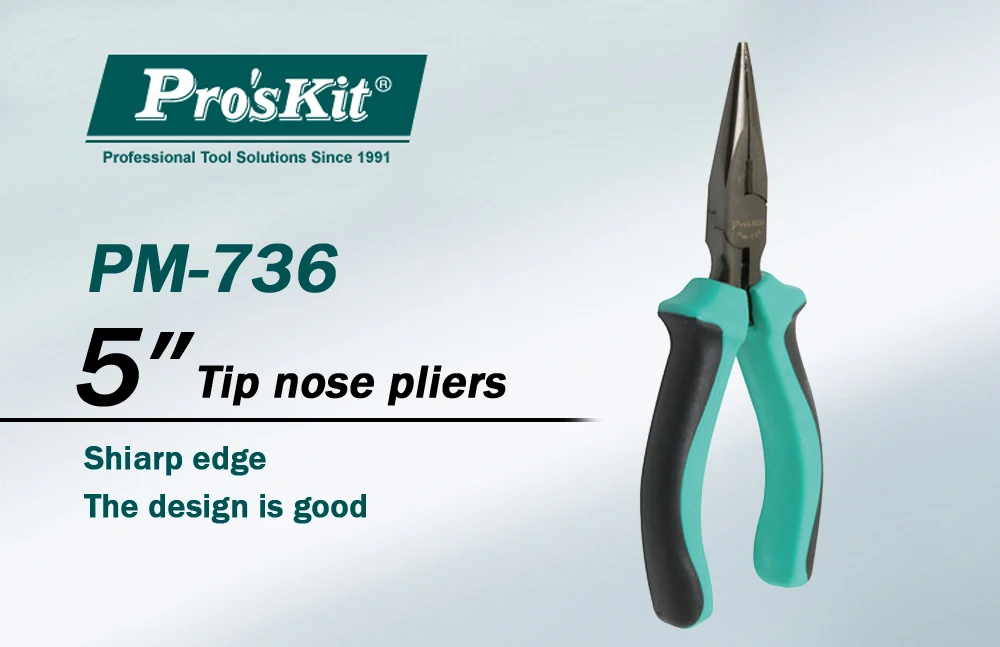 PM-736 Pro'sKit 5-дюймовый мини игольчатые круглогубцы противоскользящая ручка с зубами кабельный резак для зачистки "сделай сам"