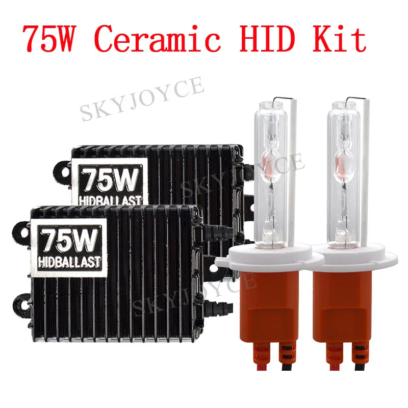 SKYJOYCE 75 Вт высокомощный HID балласт H7 ксеноновый комплект H1 HB3 H11 D2H 4300K 6000K лампа для