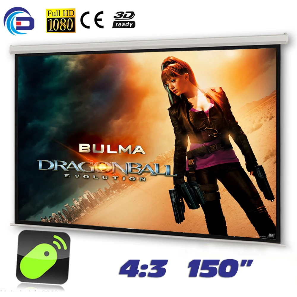 

150 inches 4:3 Electric Projector Screen Motorized pantalla proyeccion for LED LCD HD Movie Projection Matt White