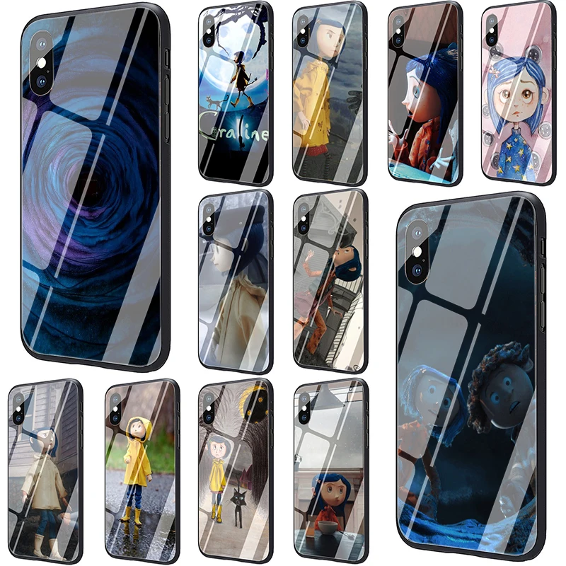 

Coraline Tempered Glass phone cover case for iphone 5 5s SE 6 6s 7 8 Plus X XR XS 11 pro Max