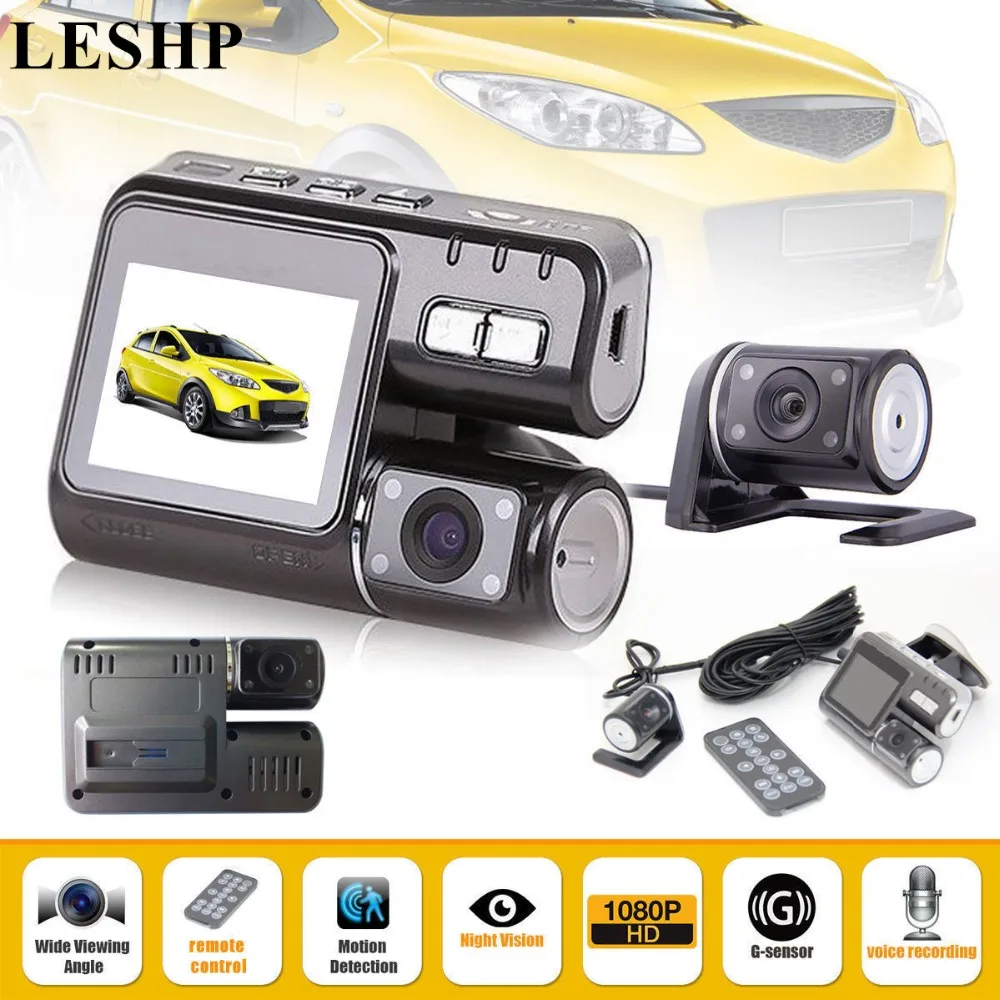 

LESHP HD 1080P Dual-lens Vehicle DVR Camera Perspective Car Driving Recorder with Wide Angle 170 Degree & Built-in G-sensor