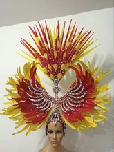 St Patrick s Day Samba dance carnival National Day costumes headpieces with diamond feather headdress