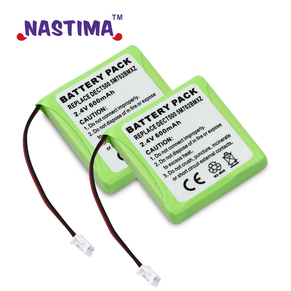 NASTIMA 2 حزمة 2.4 فولت 600 مللي أمبير نيمه بطارية الهاتف ل ميديون MD81877 ، ضئيلة DECT 500 ، teXet DECT TX-D7400 الهاتف اللاسلكي