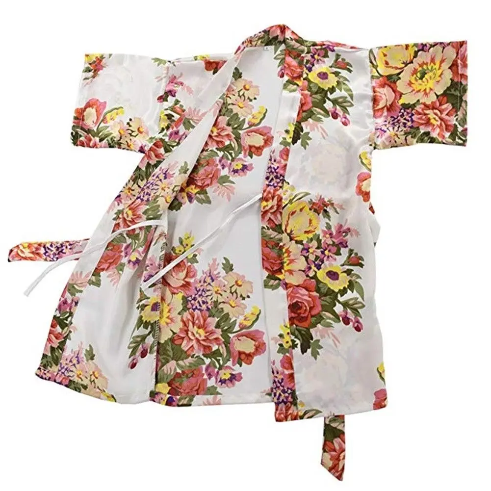 Toddler Children Baby Girls Pajamas Kid Silk Floral Cotton Collared Sleepwear Size 4-14T