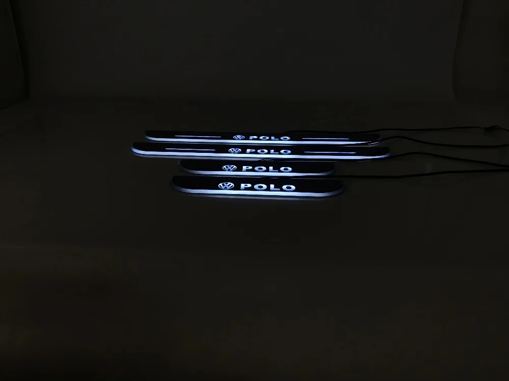 

eOsuns Customized LED door scuff door sill fixed light overlays linings pathway lamp for volkswagen polo, 4pcs