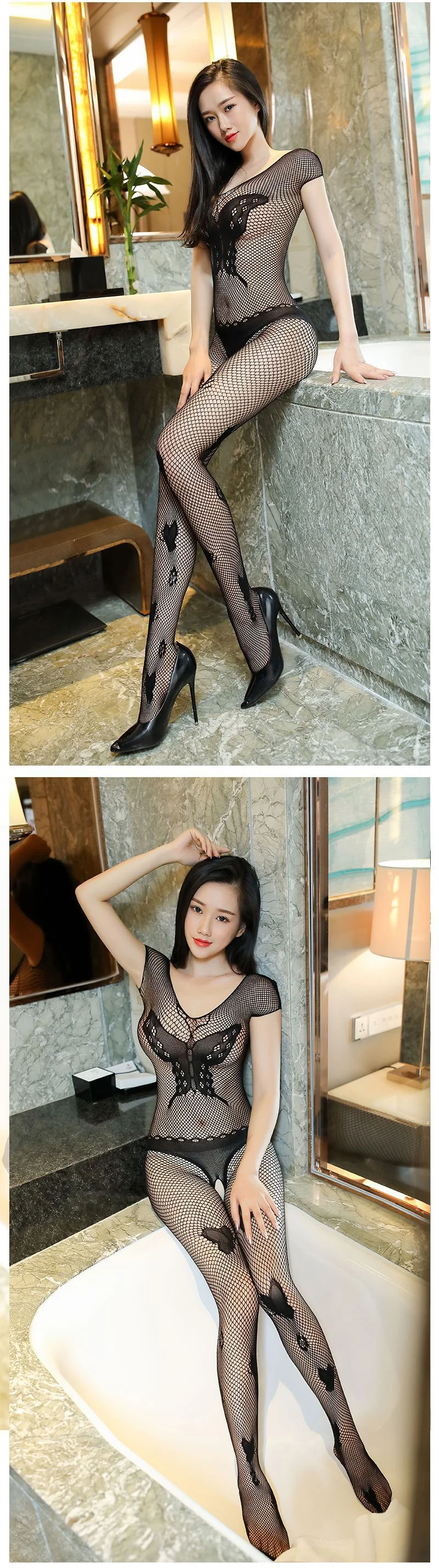 Black Butterfly Graphics Mesh Hot Tights Sexy Bodysuit Fishnet Net BodyStockings Sexy Teddies Bodysuits For Woman