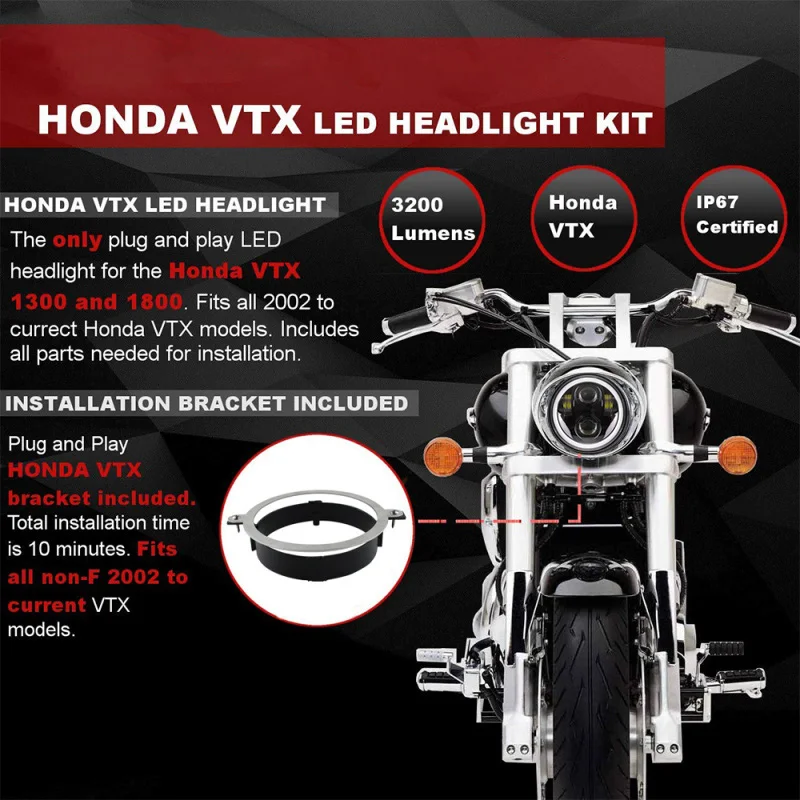FADUIES набор светодиодных фар для Honda VTX 5 3/4 &quotс кронштейном 75 дюйма светодиодная