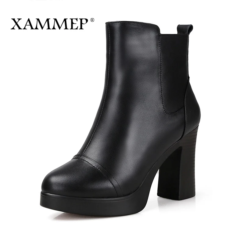 

Women Winter Shoes Women Genuine Leather Natural Wool Boots Brand Women Shoes High Quality Ankle Boots With Platform Xammep