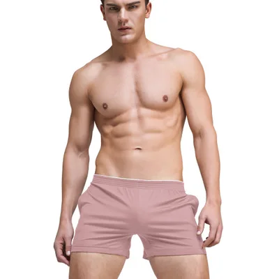 Сексуальные мужские штаны для сна, повседневные мужские домашние шорты для сна, нижнее белье, летние мужские пижамы для отдыха, пижамные трусы - Цвет: old pink
