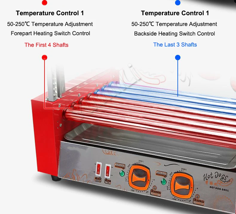 Электрическая машина для обжарки колбасы, автоматическая машина для выпечки хот-догов, коммерческая жаровня для колбасы, небольшой размер, теплые WY-007