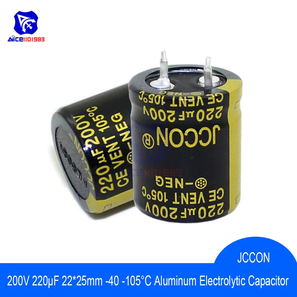 Алюминий электролитический конденсатор 200 V 220 мкФ 22x25 мм высокой частоты с низким ESR 200V220uF 22*25 мм конденсатор