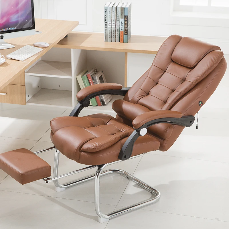 Office Chair Home Computer Gaming Chair Cadeira with Massage Function Bow Foot PU Silla Oficina Cad