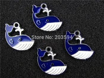

AE345 Mix Color 100Pcs Alloy Metal Enamel whales Charms Pendants 28x22mm bead