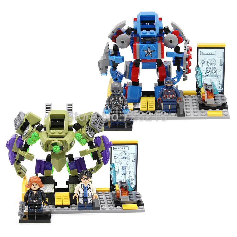 

Marvel The Avengers Super Hero Figure Set Hulk Captain America Black Widow Ultron Building Blocks Sets Models Bricks Toys SY361