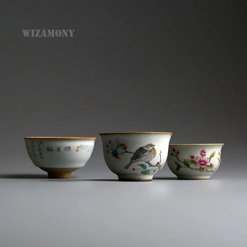 

1PCS WIZAMONY Drinkware Clearance Chinese Ru Kiln Porcelain Gaiwan ChinaTeacups Porcelain Bowl China Tea Pot Celadon Teacup