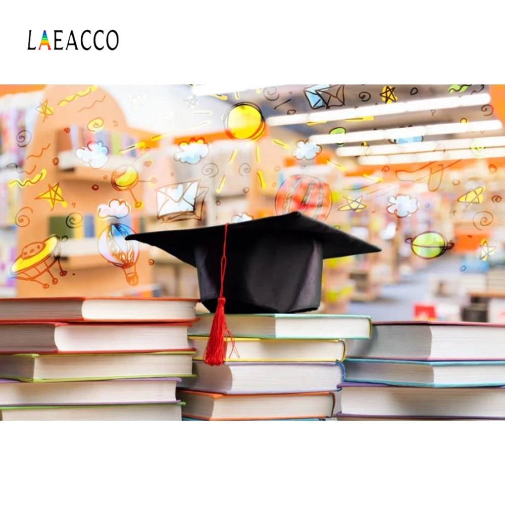 Laeacco Кепка холостяка книги Выпускной портрет фотографии фоны индивидуальные