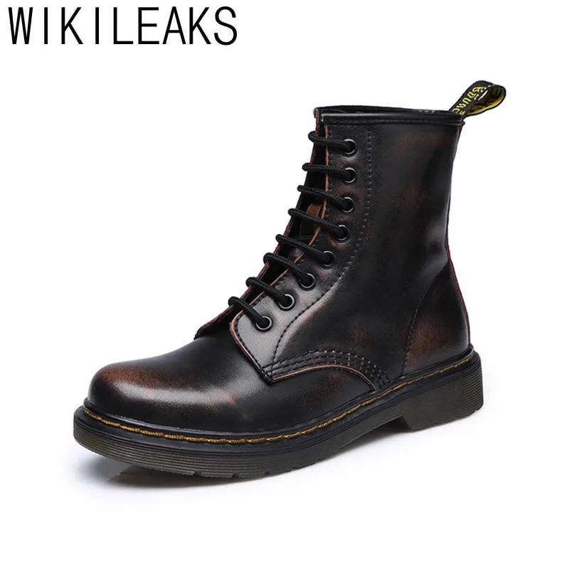 Wikileaks 7 Colors New England Style Dr Genuine Leather Martin Boots Martin Shoes Women boots Brand